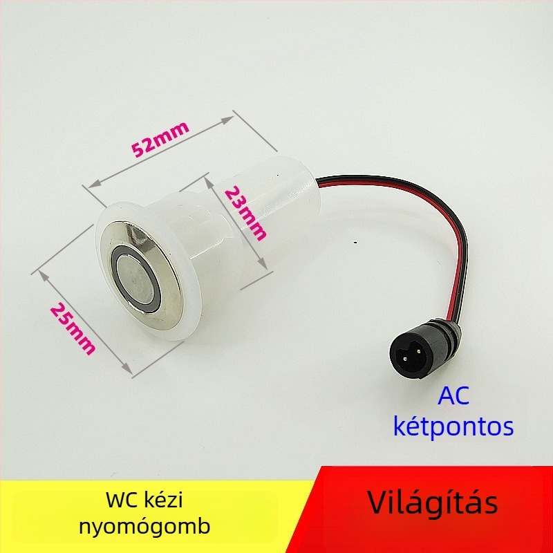 WC pulzusszelepes vezérlő – PVC, egységes kivitel, modell AC-001, öblítési mód, felső végén lévő gomb