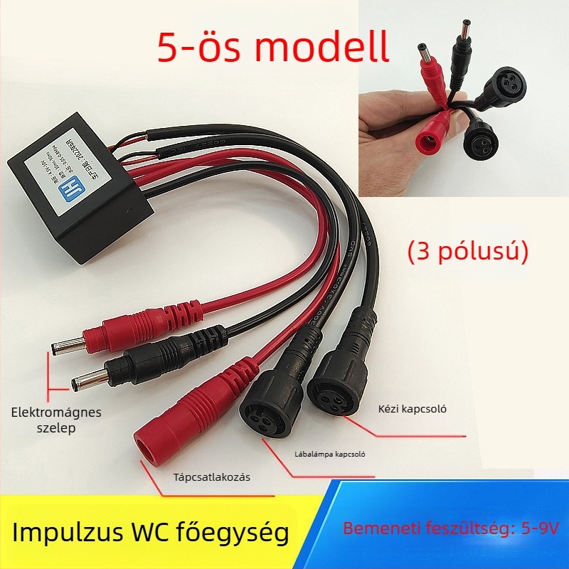 WC pulzusszelepes vezérlő – PVC, egységes kivitel, modell AC-001, öblítési mód, felső végén lévő gomb