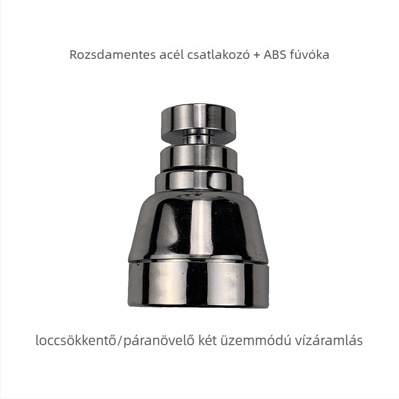 Csaptele szűrőfej, rozsdamentes acél, univerzálisan forgó háromszintű vízkiárat, fej a szórás ellen és hosszabbító