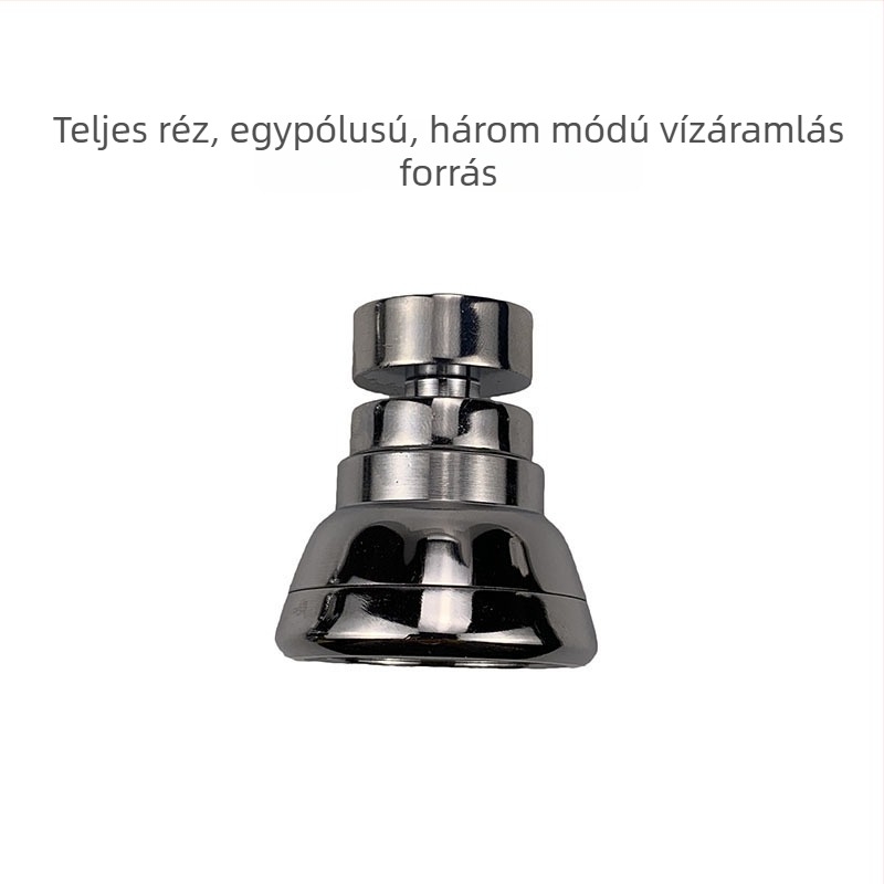 Csaptele szűrőfej, rozsdamentes acél, univerzálisan forgó háromszintű vízkiárat, fej a szórás ellen és hosszabbító