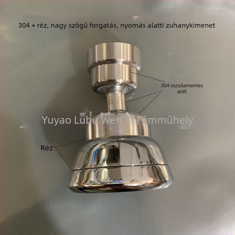 Csaptele szűrőfej, rozsdamentes acél, univerzálisan forgó háromszintű vízkiárat, fej a szórás ellen és hosszabbító