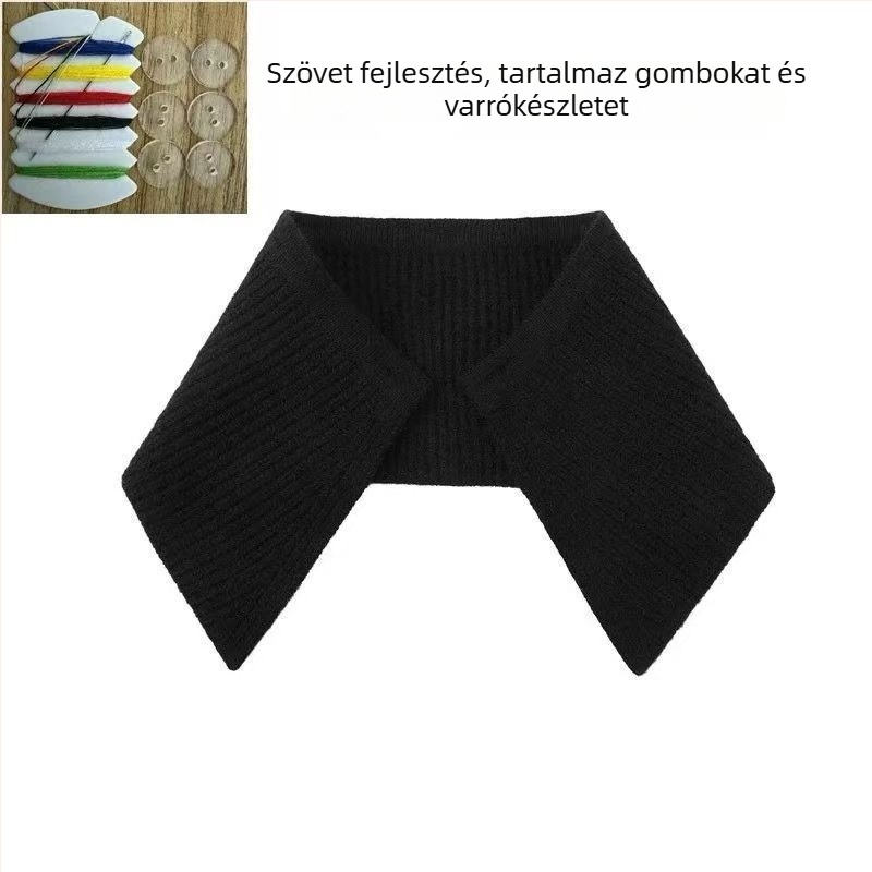 Shatongman Gyerekeknek Levehető Ríbben Négyzet Gallér Tollas Díszítéssel, Koreai Stílusú Nagy Gallér, Meleg, Foltmentes, Poliészter Külső és Poliészter Belső, 2025 Tavasz