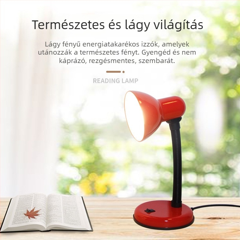 Szemvédő íróasztali lámpa tolltartóval (CRI ≥95; fém árnyékoló; intelligens vezérlés; 220V; gombkapcsoló)