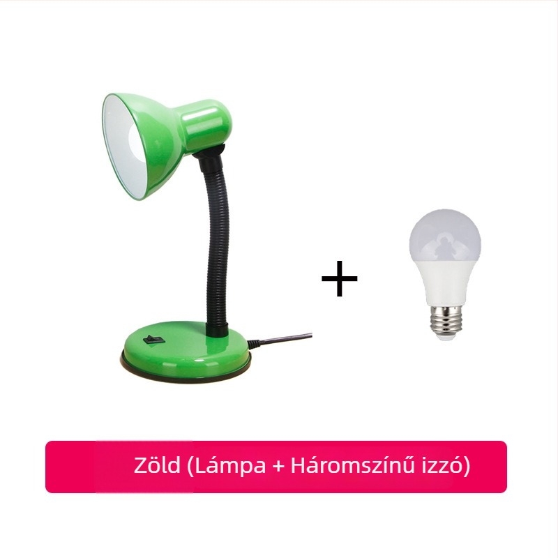 Szemvédő íróasztali lámpa tolltartóval (CRI ≥95; fém árnyékoló; intelligens vezérlés; 220V; gombkapcsoló)