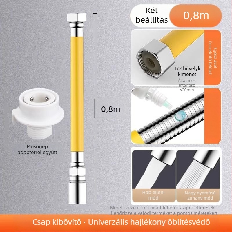 Fürdőszobai csapnyújtó, rozsdamentes acélból, gyors csatlakozású telepítés, elektroplatált felület, egykaros vagy kétkaros vezérlés, 0–100°C