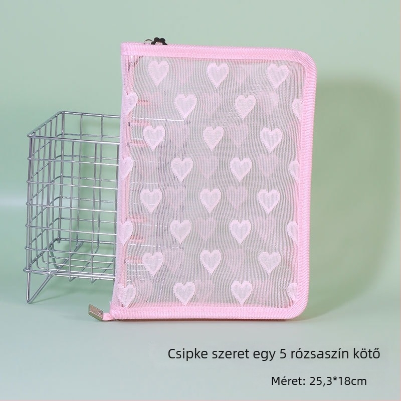 Szív alakú, átlátszó PVC borítóval ellátott lazán kötött album, 3 lyukas kötés