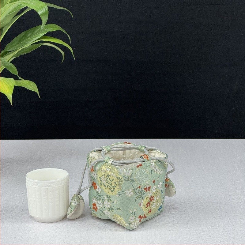 Tea készlet tároló táska — kocka alakú textil szervező, modell 01158, többfunkciós utazáshoz