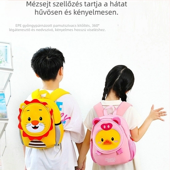 Óvodás gyermek hátizsák dinoszaurusz mintával, uniszex, lélegző diving cloth anyag, légpárnás vállpántok, állat mintázat