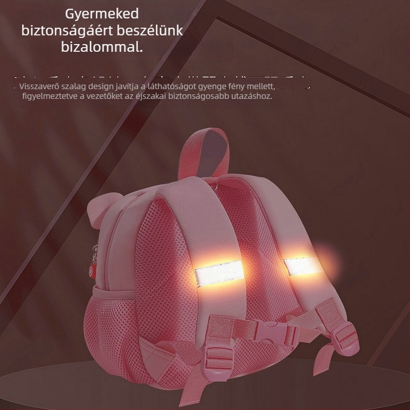 Óvodás gyermek hátizsák dinoszaurusz mintával, uniszex, lélegző diving cloth anyag, légpárnás vállpántok, állat mintázat