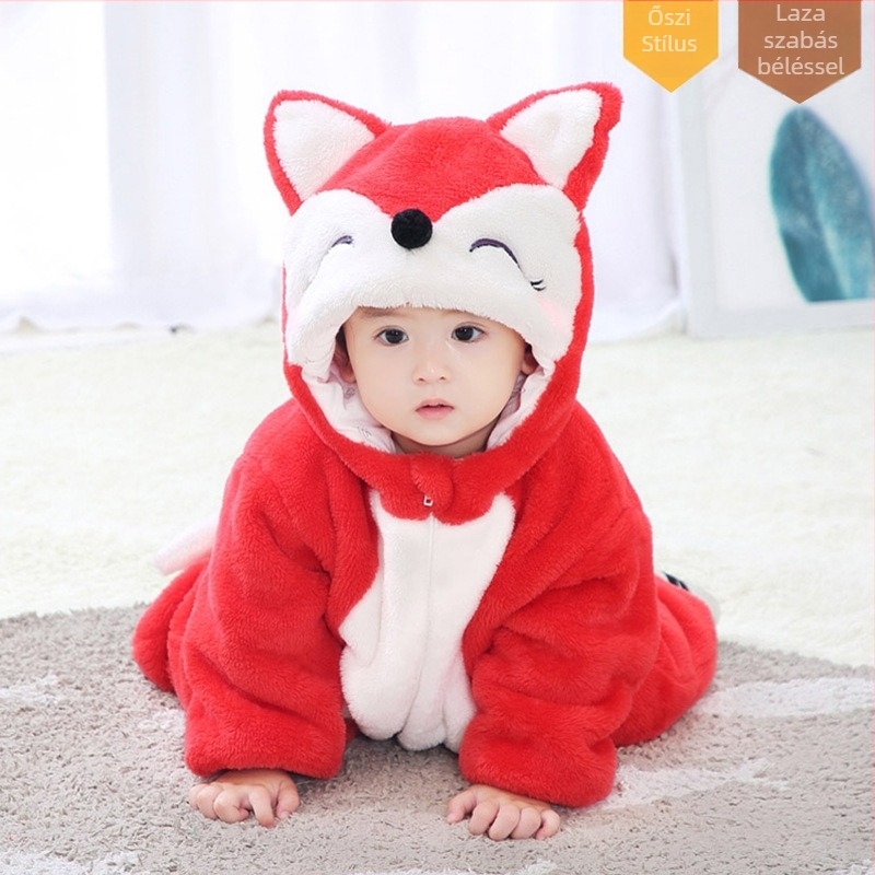 Uniszex bébi overál kapucnival, hosszú ujjú, flanel–poliészter anyag – tavasz–ősz–tél, márka Tolo Rabbit