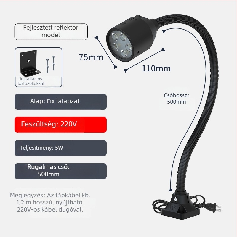 LED gépészeti munka lámpa mágneses alapú és rugalmas tömlővel esztergához