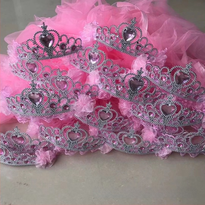 Gyermekeknek szóló koronás fejfedő hálóanyagból, rajzfilm-stílusú, uniszex, kétszintes korona, testreszabható