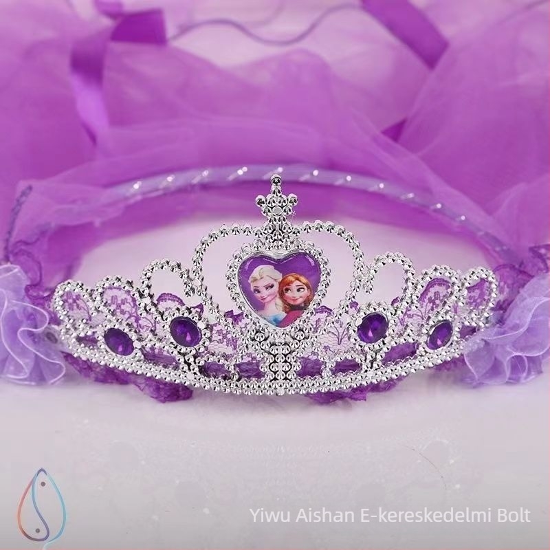 Gyermekeknek szóló koronás fejfedő hálóanyagból, rajzfilm-stílusú, uniszex, kétszintes korona, testreszabható