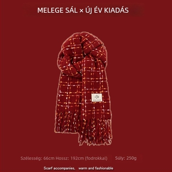 Sál karos mintával, warp-knit kötés, műkasmír, 100% poliészter, téli meleg