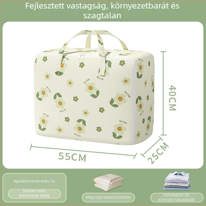 Költöztető táska nagy kapacitású ruhák és paplanok tárolására, cipzárral, por- és nedvességálló, kocka alakú, többfunkciós