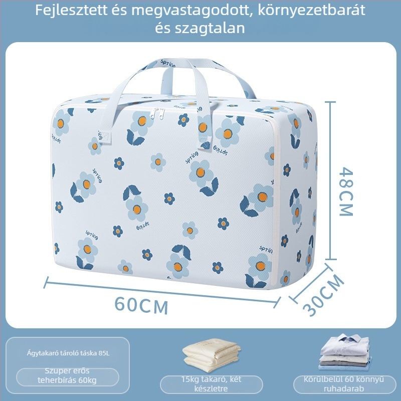 Költöztető táska nagy kapacitású ruhák és paplanok tárolására, cipzárral, por- és nedvességálló, kocka alakú, többfunkciós