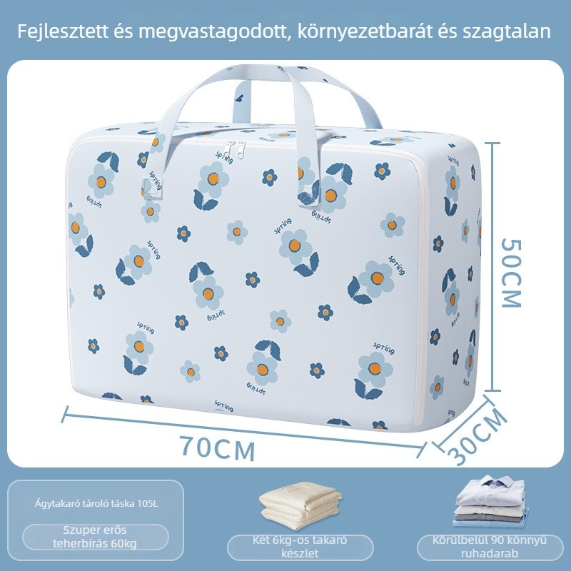 Költöztető táska nagy kapacitású ruhák és paplanok tárolására, cipzárral, por- és nedvességálló, kocka alakú, többfunkciós