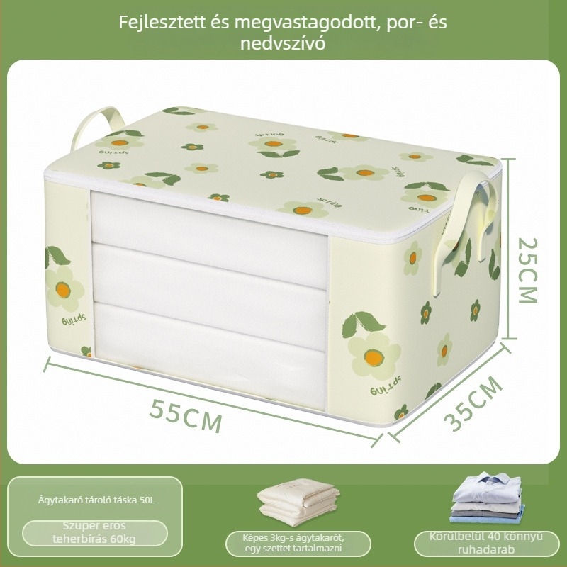 Költöztető táska nagy kapacitású ruhák és paplanok tárolására, cipzárral, por- és nedvességálló, kocka alakú, többfunkciós