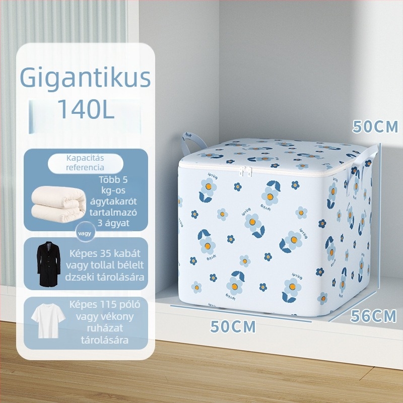 Költöztető táska nagy kapacitású ruhák és paplanok tárolására, cipzárral, por- és nedvességálló, kocka alakú, többfunkciós