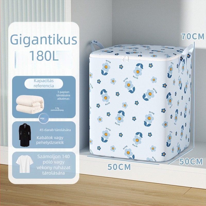 Költöztető táska nagy kapacitású ruhák és paplanok tárolására, cipzárral, por- és nedvességálló, kocka alakú, többfunkciós