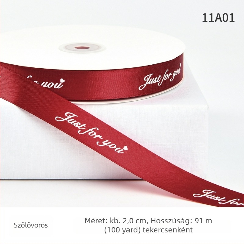 Jiahua szatén szalag angol betűkkel Valentin-napra – ajándékcsomagoláshoz, virágcsokrok díszítéséhez, DIY