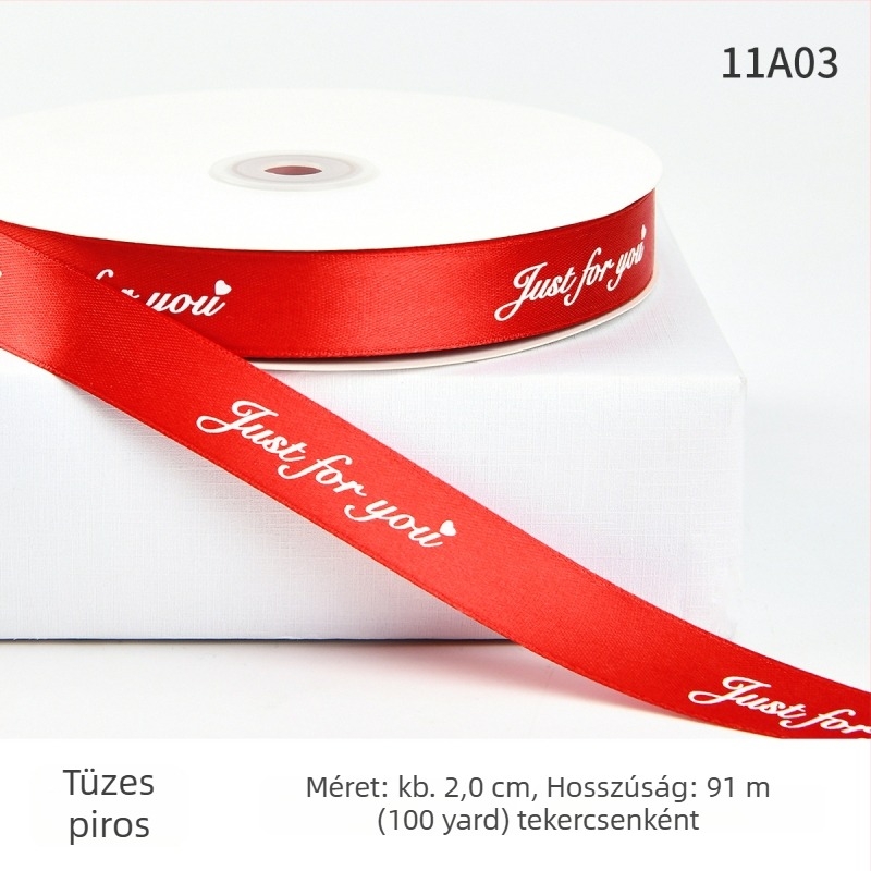 Jiahua szatén szalag angol betűkkel Valentin-napra – ajándékcsomagoláshoz, virágcsokrok díszítéséhez, DIY
