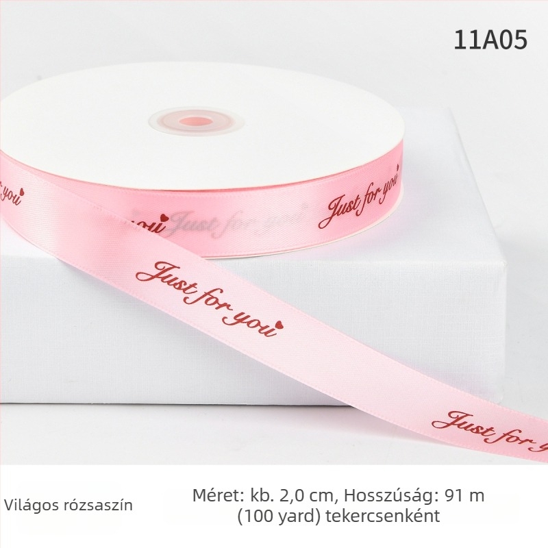 Jiahua szatén szalag angol betűkkel Valentin-napra – ajándékcsomagoláshoz, virágcsokrok díszítéséhez, DIY