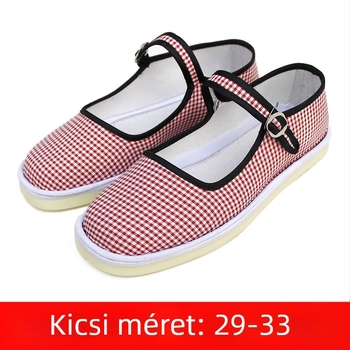 Kézzel készített tánccipő lányoknak, velúr felsőrész, talp marhaín, egyszínű dizájn, nemzeti stílus, 7–16 éveseknek