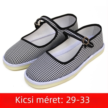 Kézzel készített tánccipő lányoknak, velúr felsőrész, talp marhaín, egyszínű dizájn, nemzeti stílus, 7–16 éveseknek