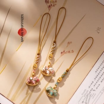 Fém telefonhordozó lánc galvanizált bevonattal, rocking horse motívum, kínai stílus, 2025 tavasz kiadás