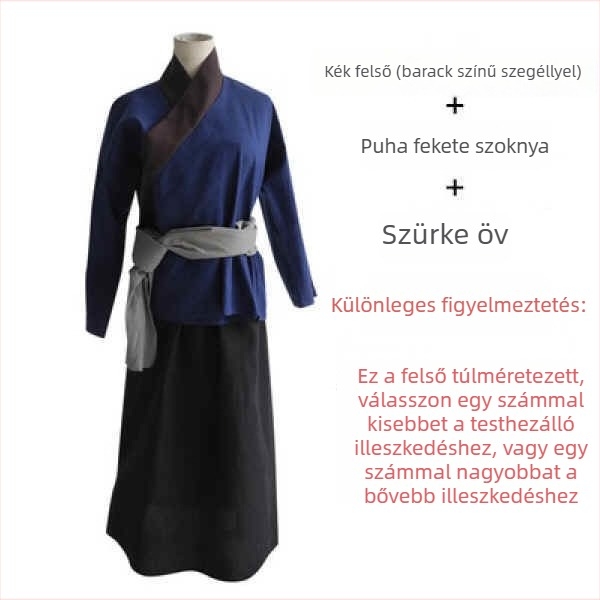 Ősi kínai stílusú jelmez felsővel és hosszú szoknyával, színpadi szolgáló megjelenés