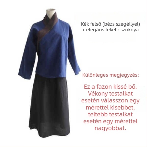 Ősi kínai stílusú jelmez felsővel és hosszú szoknyával, színpadi szolgáló megjelenés