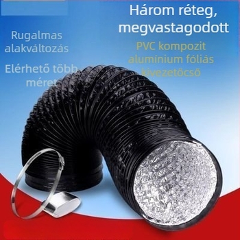 Konyhai kipufogócső, vastagított háromrétegű cső, teleszkópos, csatlakozás