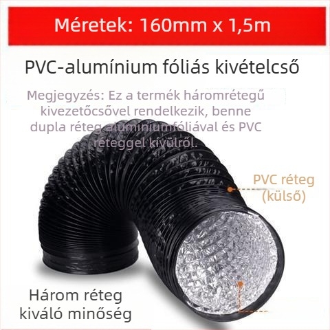 Konyhai kipufogócső, vastagított háromrétegű cső, teleszkópos, csatlakozás