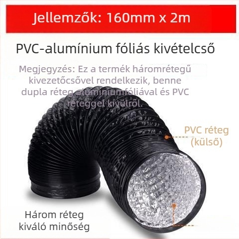 Konyhai kipufogócső, vastagított háromrétegű cső, teleszkópos, csatlakozás