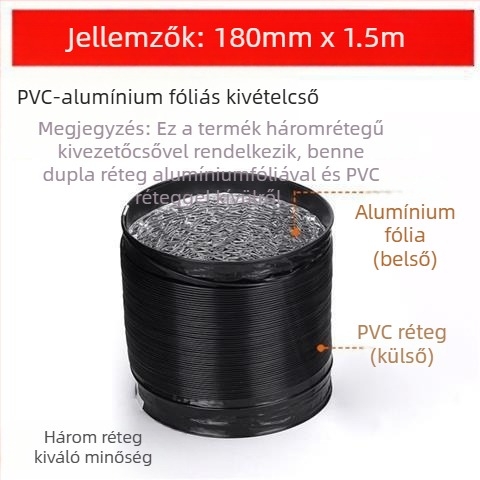 Konyhai kipufogócső, vastagított háromrétegű cső, teleszkópos, csatlakozás