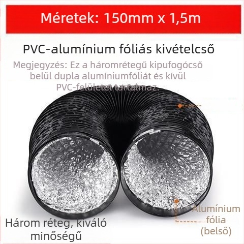 Konyhai kipufogócső, vastagított háromrétegű cső, teleszkópos, csatlakozás