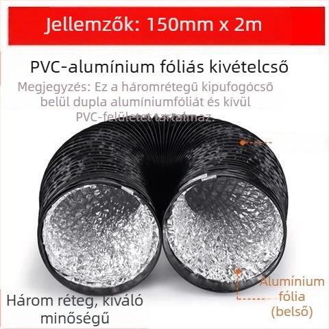 Konyhai kipufogócső, vastagított háromrétegű cső, teleszkópos, csatlakozás