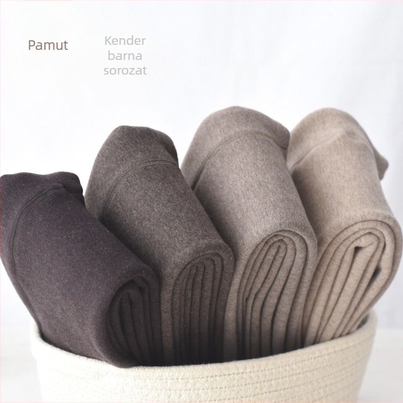 Női fleece-béléssel ellátott vastag leggings őszre és télen, pamut, egyszínű szürke, enyhe kompresszióval, karcsúsít és egyben melegen tart.