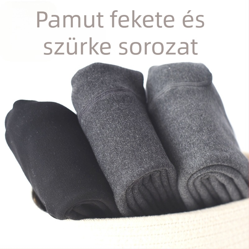 Női fleece-béléssel ellátott vastag leggings őszre és télen, pamut, egyszínű szürke, enyhe kompresszióval, karcsúsít és egyben melegen tart.