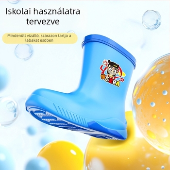 Gyerekeknek készült esőcsizmák PVC felsőrésszel, csúszásmentes talppal, vízálló, fleece-bélés, középmagas.