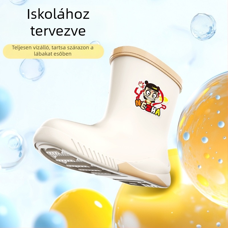 Gyerekeknek készült esőcsizmák PVC felsőrésszel, csúszásmentes talppal, vízálló, fleece-bélés, középmagas.