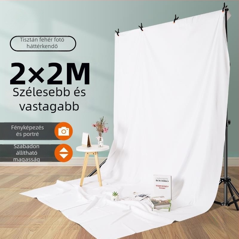 Tiszta fehér fotóháttér vászon stúdiófotózáshoz, vastag, portrékhoz és still life felvételekhez