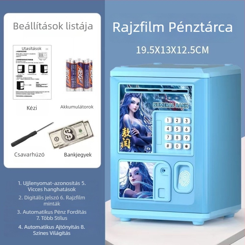 Aoxian gyerekeknek készült rajzfilm-stílusú okos persely, műanyag, állat alakú, ideális születésnapi ajándék