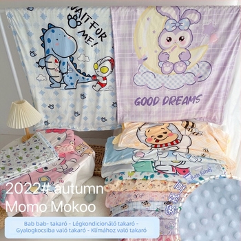 Gyermekeknek készült takaró 100% pamutból, állati karikatúra mintával, 3–8 év közötti korosztálynak, biztonsági osztály A, minden évszakra alkalmas