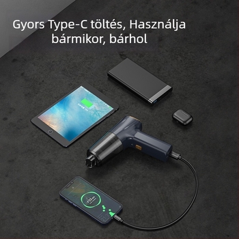 Kézi autóporzsívó, vezeték nélküli, 11000 Pa szívóerő, 7,4 V, 120 W, modell 3101, fújás és LED világítás funkcióval.