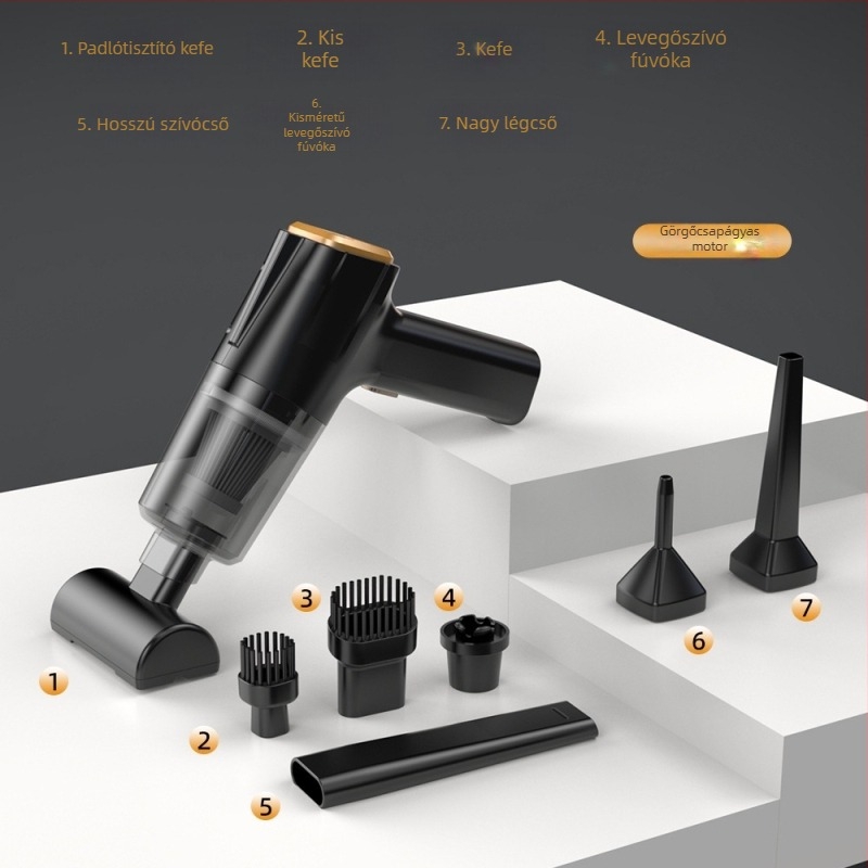 Kézi autóporzsívó, vezeték nélküli, 11000 Pa szívóerő, 7,4 V, 120 W, modell 3101, fújás és LED világítás funkcióval.