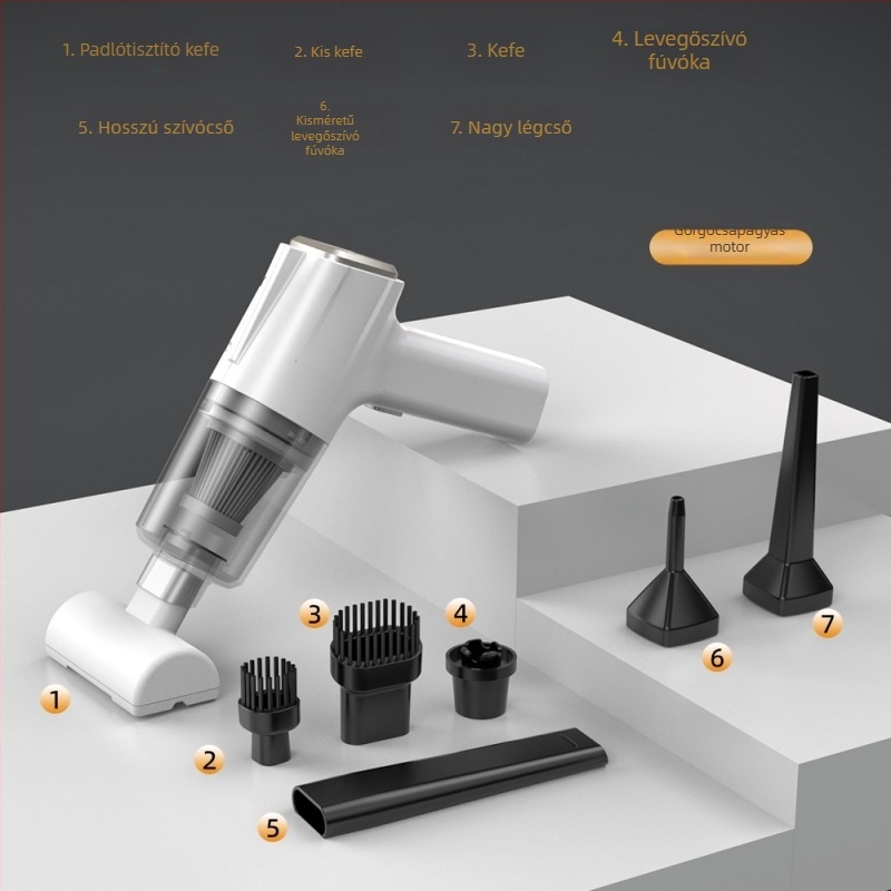 Kézi autóporzsívó, vezeték nélküli, 11000 Pa szívóerő, 7,4 V, 120 W, modell 3101, fújás és LED világítás funkcióval.