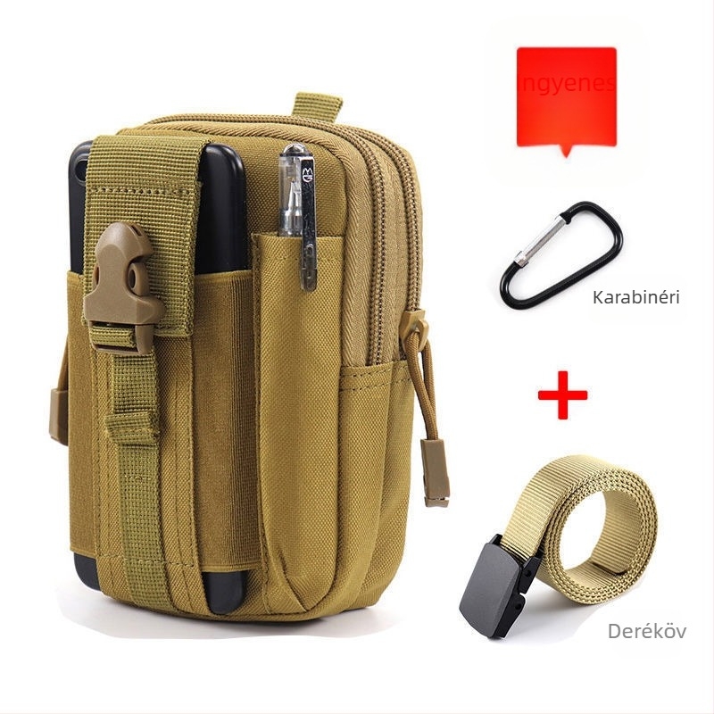 Férfi taktikai derék táska telefonhoz, többfunkciós kültéri tok, Oxford anyagból, kerékpározáshoz