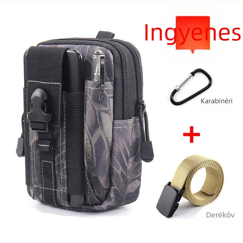 Férfi taktikai derék táska telefonhoz, többfunkciós kültéri tok, Oxford anyagból, kerékpározáshoz